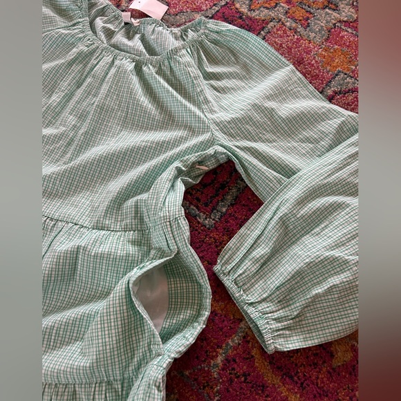 NWT J. Crew | Women’s mint green/white plaid crewneck puff sleeve dress, size S - Picture 9 of 14